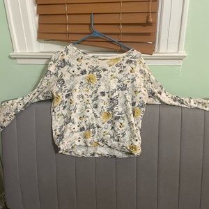 Cropped blue and yellow floral sweater
